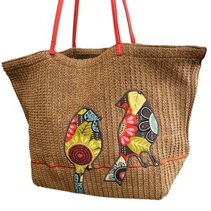 Vera Bradley Woven Tote Two Birds Boho Beach Bag